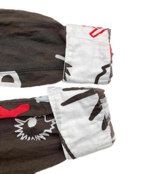BLACK COMME des GARCONS（ブラックコムデギャルソン）BLACK COMME des GARCONS (ブラックコムデギャルソン) ランダムカッティングアートプリントシャツ ブラウン サイズ:Mの古着・服飾アイテム