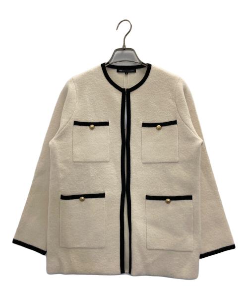 23区（ニジュウサンク）23区 (ニジュウサンク) ミニブークレ ニットジャケット ホワイト サイズ:S 未使用品の古着・服飾アイテム