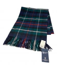 JOHNSTONS OF ELGIN（ジョンストンズオブエルガン）の古着「大判カシミヤチェクストール」｜ネイビー×グリーン