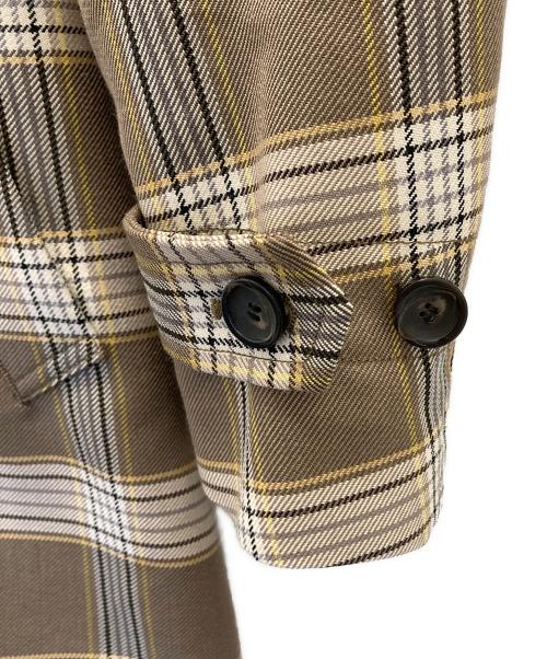 PUBLIC TOKYO（パブリックトウキョウ）PUBLIC TOKYO (パブリックトウキョウ) ダブルチェックコート ブラウン サイズ:2の古着・服飾アイテム