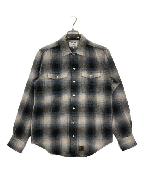 URSUS BAPE（アーサスベイプ）URSUS BAPE (アーサスベイプ) OMBRE CHECK HEAVY FLANNEL SHIRTS/オンブレチェックヘビーネルシャツ ブラック サイズ:Ⅿの古着・服飾アイテム