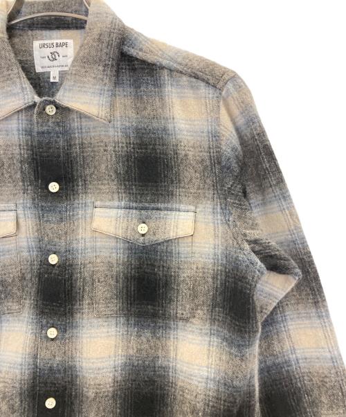 URSUS BAPE（アーサスベイプ）URSUS BAPE (アーサスベイプ) OMBRE CHECK HEAVY FLANNEL SHIRTS/オンブレチェックヘビーネルシャツ ブラック サイズ:Ⅿの古着・服飾アイテム