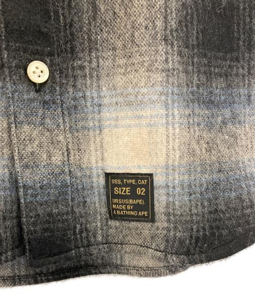 URSUS BAPE（アーサスベイプ）URSUS BAPE (アーサスベイプ) OMBRE CHECK HEAVY FLANNEL SHIRTS/オンブレチェックヘビーネルシャツ ブラック サイズ:Ⅿの古着・服飾アイテム