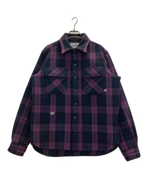 URSUS BAPE（アーサスベイプ）URSUS BAPE (アーサスベイプ) チェックヘビーネルシャツ パープル サイズ:Ⅿの古着・服飾アイテム