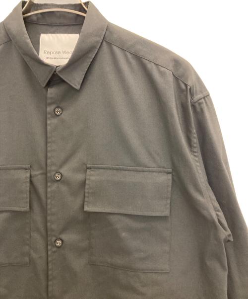 White Mountaineering Repose Wear（ホワイトマウンテニアリング リポーズウェア）White Mountaineering Repose Wear (ホワイトマウンテニアリング リポーズウェア) RAGULAR COLLAR SHIRT/レギュラーカラーシャツ ブラック サイズ:1の古着・服飾アイテム