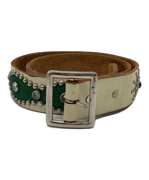 htc（エイチティーシー）HTC (エイチティーシー) スタッズベルト ホワイト サイズ:36の古着・服飾アイテム