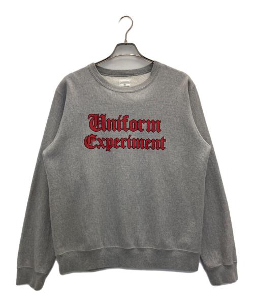 uniform experiment（ユニフォームエクスペリメント）uniform experiment (ユニフォームエクスペリメント) GOTHIC LOGO CREWNECK SWEAT グレー サイズ:1の古着・服飾アイテム