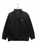 CarHarttカーハート）の古着「HALF ZIP AMERICAN SCRIPT SWEAT」｜ブラック