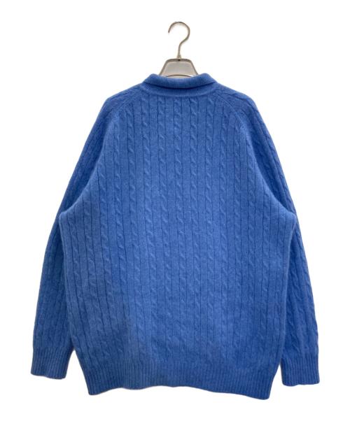 DAVIS&SQUIRE（デイビスアンドスクワイア）DAVIS&SQUIRE (デイビスアンドスクワイア) カシミヤニットポロシャツ ブルー サイズ:XLの古着・服飾アイテム