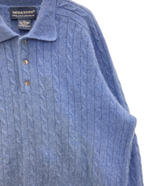 DAVIS&SQUIRE（デイビスアンドスクワイア）DAVIS&SQUIRE (デイビスアンドスクワイア) カシミヤニットポロシャツ ブルー サイズ:XLの古着・服飾アイテム