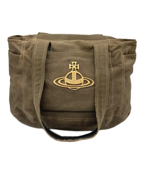 Vivienne Westwood（ヴィヴィアンウエストウッド）Vivienne Westwood (ヴィヴィアンウエストウッド) オーブプレートキャンバストートバッグ ブラウンの古着・服飾アイテム