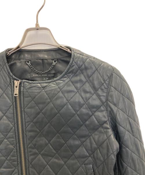 Marc by Marc Jacobs（マークバイマークジェイコブス）Marc by Marc Jacobs (マークバイマークジェイコブス) キルトレザーシングルライダースジャケット ブラック サイズ:Ⅼの古着・服飾アイテム