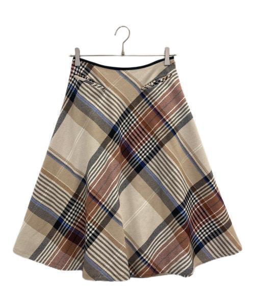 M'S GRACY（エムズグレイシー）M'S GRACY (エムズグレイシー) チェックスカート ベージュ サイズ:38の古着・服飾アイテム