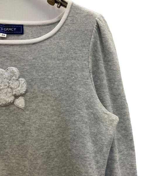 M'S GRACY（エムズグレイシー）M'S GRACY (エムズグレイシー) デイジースパンコールニット グレー サイズ:38の古着・服飾アイテム