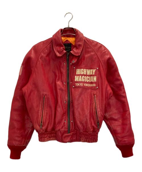 YELLOW CORN（イエローコーン）YELLOW CORN (イエローコーン) レザーライダースジャケット レッド サイズ:Ⅿの古着・服飾アイテム