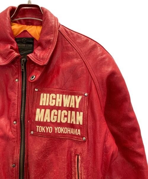 YELLOW CORN（イエローコーン）YELLOW CORN (イエローコーン) レザーライダースジャケット レッド サイズ:Ⅿの古着・服飾アイテム