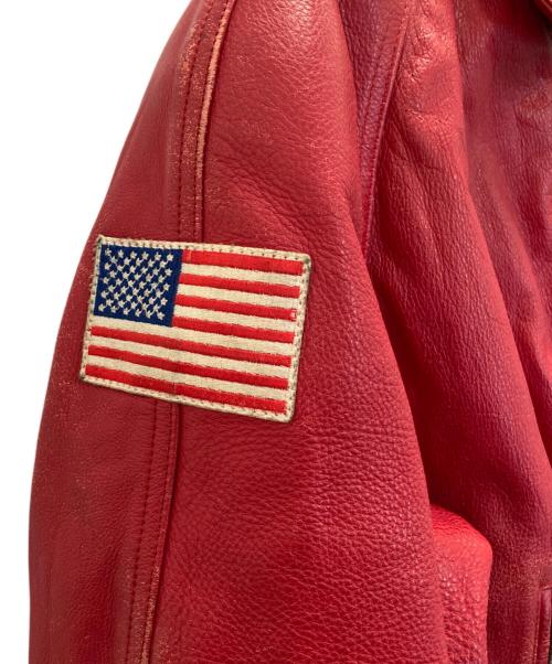 YELLOW CORN（イエローコーン）YELLOW CORN (イエローコーン) レザーライダースジャケット レッド サイズ:Ⅿの古着・服飾アイテム