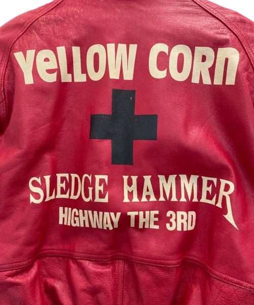 YELLOW CORN（イエローコーン）YELLOW CORN (イエローコーン) レザーライダースジャケット レッド サイズ:Ⅿの古着・服飾アイテム