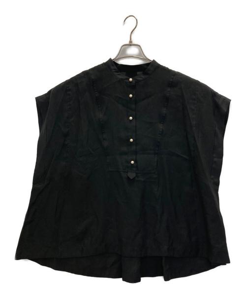 BEARDSLEY（ビアズリー）BEARDSLEY (ビアズリー) パール釦フレンチブラウス ブラック サイズ:FREEの古着・服飾アイテム
