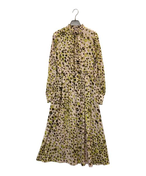 ANAYI（アナイ）ANAYI (アナイ) レオパードプリントスタンドフリルワンピース グリーン サイズ:38の古着・服飾アイテム