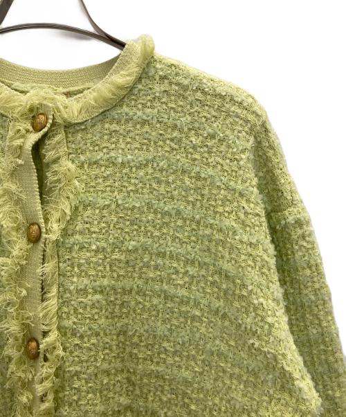 Mila Owen（ミラオーウェン）Mila Owen (ミラオーウェン) ツイードニットジャケット イエローの古着・服飾アイテム