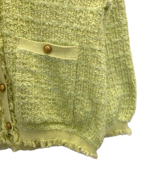 Mila Owen（ミラオーウェン）Mila Owen (ミラオーウェン) ツイードニットジャケット イエローの古着・服飾アイテム