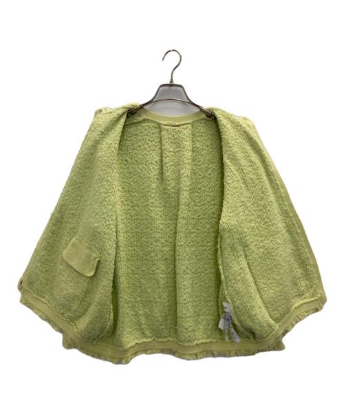 Mila Owen（ミラオーウェン）Mila Owen (ミラオーウェン) ツイードニットジャケット イエローの古着・服飾アイテム