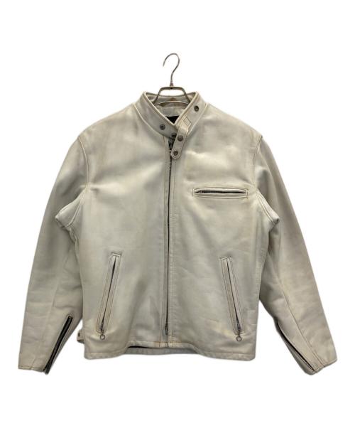 Schott（ショット）Schott (ショット) ボアライナー付シングルレザーライダースジャケット ホワイト サイズ:40の古着・服飾アイテム