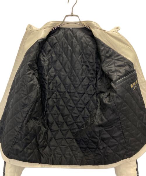 舶来堂（ハクライドウ）舶来堂 (ハクライドウ) サイドライン レザー シングルライダースジャケット ホワイト サイズ:40の古着・服飾アイテム