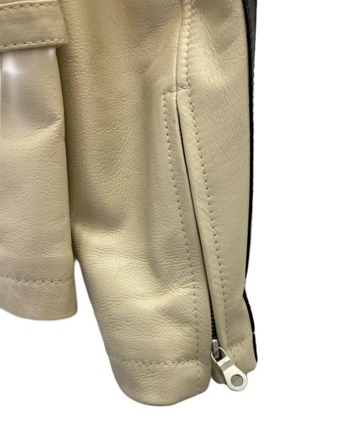 舶来堂（ハクライドウ）舶来堂 (ハクライドウ) サイドライン レザー シングルライダースジャケット ホワイト サイズ:40の古着・服飾アイテム