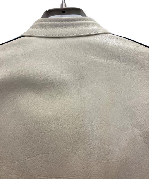 舶来堂（ハクライドウ）舶来堂 (ハクライドウ) サイドライン レザー シングルライダースジャケット ホワイト サイズ:40の古着・服飾アイテム