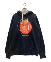 Psycho Bunny（サイコ バニー）の古着「エイジング加工プリントフーディー」｜ブラック