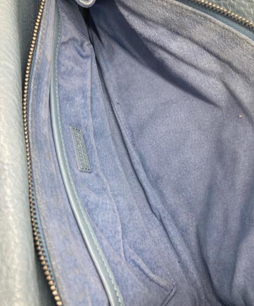 HIROFU（ヒロフ）HIROFU (ヒロフ) スクエアレザーハンドバッグ ブルーの古着・服飾アイテム