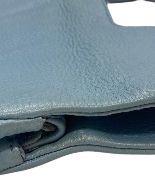 HIROFU（ヒロフ）HIROFU (ヒロフ) スクエアレザーハンドバッグ ブルーの古着・服飾アイテム