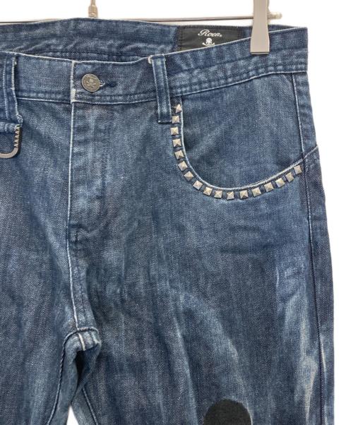 Roen（ロエン）Roen (ロエン) SEMANTIC DESIGN (セマンティックデザイン) スタッズスカルデニムパンツ インディゴ サイズ:Ⅼの古着・服飾アイテム