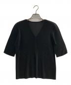 PLEATS PLEASEプリーツプリーズ）の古着「プリーツVネックカットソー」｜ブラック