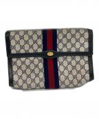 GUCCIグッチ）の古着「GGスプリームキャンバスクラッチバッグ」｜ネイビー×ホワイト