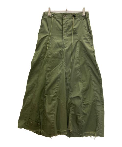 Rebuild by Needles（リビルドバイニードルス）Rebuild by Needles (リビルドバイニードルス) ミリタリー再構築ロングスカート オリーブ サイズ:FREEの古着・服飾アイテム