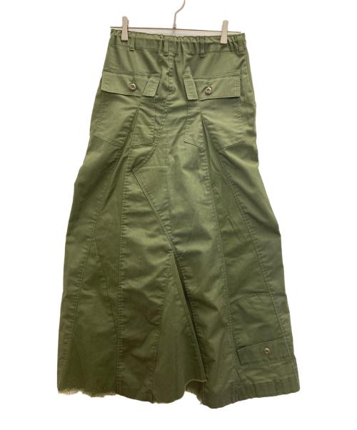 Rebuild by Needles（リビルドバイニードルス）Rebuild by Needles (リビルドバイニードルス) ミリタリー再構築ロングスカート オリーブ サイズ:FREEの古着・服飾アイテム