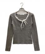 Snidelスナイデル）の古着「フリルドッキングニットプルオーバー」｜ベージュ