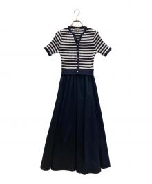 JUSGLITTY（ジャスグリッティー）の古着「半袖スキッパードッキングワンピース」｜ネイビー