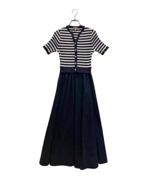 JUSGLITTY（ジャスグリッティー）JUSGLITTY (ジャスグリッティー) 半袖スキッパードッキングワンピース ネイビー サイズ:1の古着・服飾アイテム