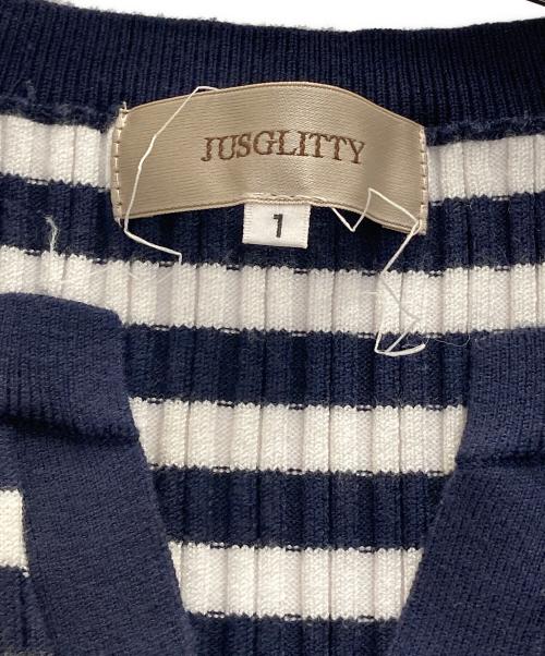 JUSGLITTY（ジャスグリッティー）JUSGLITTY (ジャスグリッティー) 半袖スキッパードッキングワンピース ネイビー サイズ:1の古着・服飾アイテム