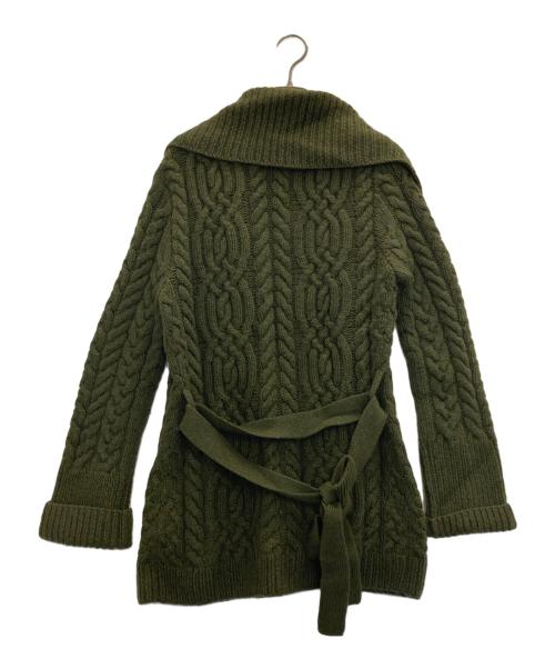 RALPH LAUREN（ラルフローレン）RALPH LAUREN (ラルフローレン) cashmere blend hand knit cable cardigan グリーン サイズ:Mの古着・服飾アイテム