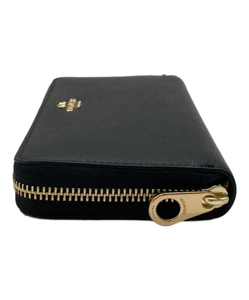COACH（コーチ）COACH (コーチ) クロスグレーン レザー ロング ジップ アラウンド ウォレット ブラックの古着・服飾アイテム