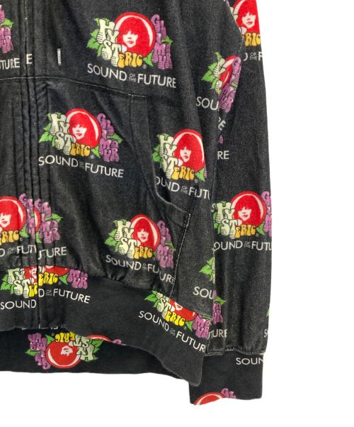 Hysteric Glamour（ヒステリックグラマー）Hysteric Glamour (ヒステリックグラマー) SOUND OF THE FUTURE柄 パーカー ブラック サイズ:Mの古着・服飾アイテム