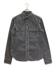 EIGHT G（エイトジー）の古着「Long Sleeve Hickory Stripe Work Shirt」｜ホワイト