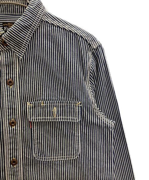 EIGHT G（エイトジー）EIGHT G (エイトジー) Long Sleeve Hickory Stripe Work Shirt ホワイト サイズ:Ⅿの古着・服飾アイテム