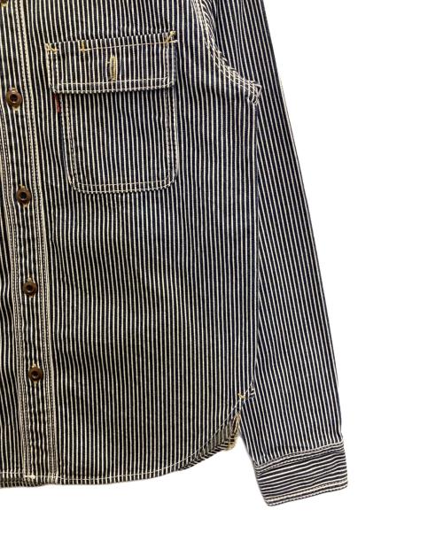 EIGHT G（エイトジー）EIGHT G (エイトジー) Long Sleeve Hickory Stripe Work Shirt ホワイト サイズ:Ⅿの古着・服飾アイテム