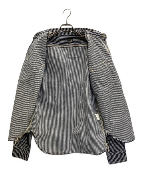 EIGHT G（エイトジー）EIGHT G (エイトジー) Long Sleeve Hickory Stripe Work Shirt ホワイト サイズ:Ⅿの古着・服飾アイテム